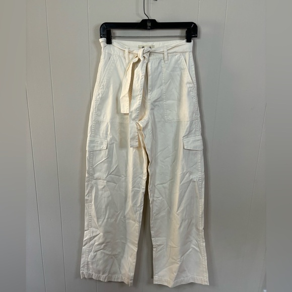 Madewell superwide griff utility pants cargo waist tie size 24 cream new - Picture 4 of 6